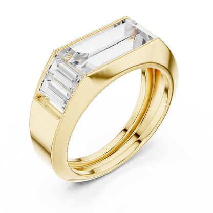 Five Stone East West Baguette Shape Lab Grown Diamond Solitaire Ring Channel Bezel Band