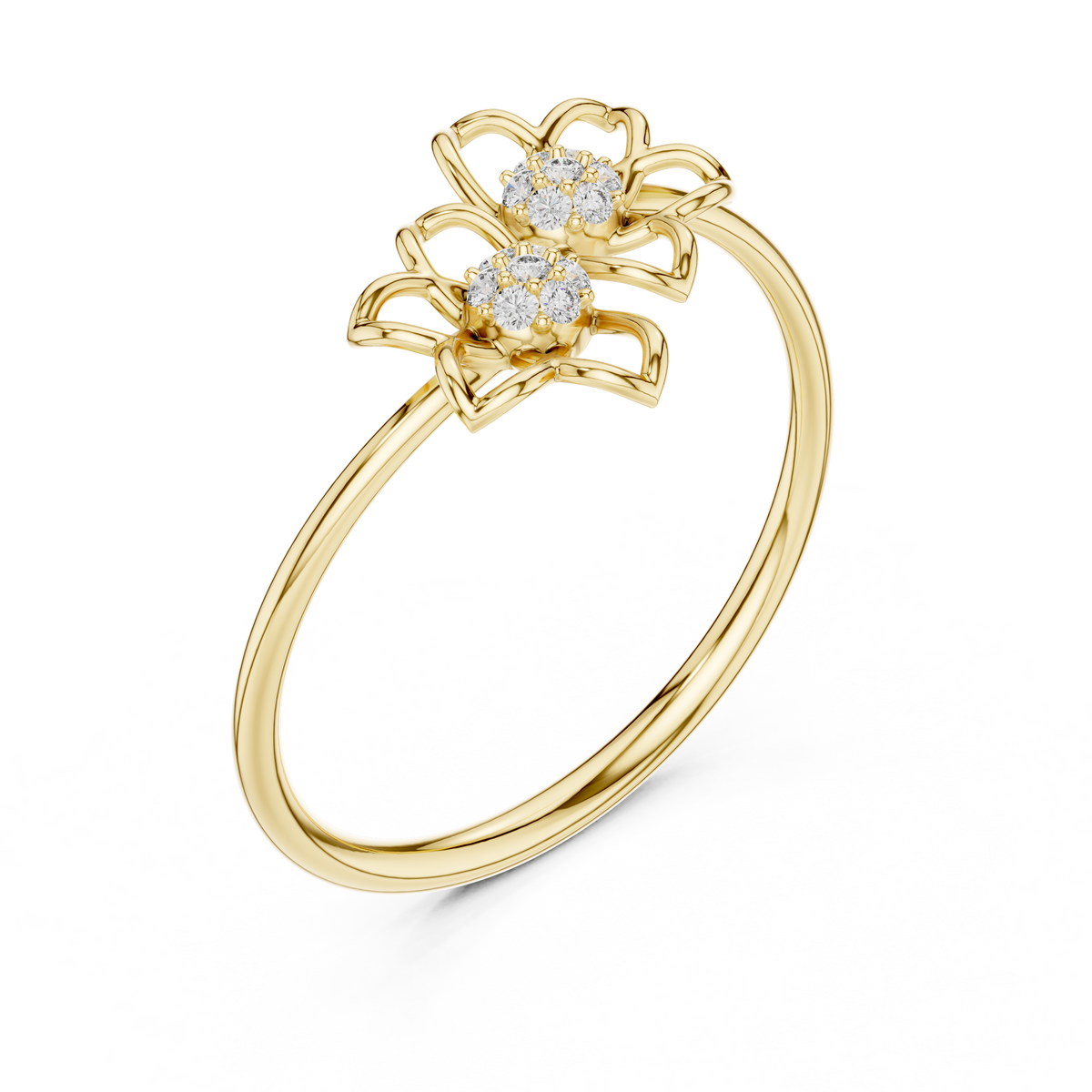 Dual Botanical Floral Cluster Lab Grown Diamond Ring