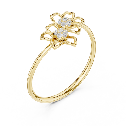 Dual Botanical Floral Cluster Lab Grown Diamond Ring