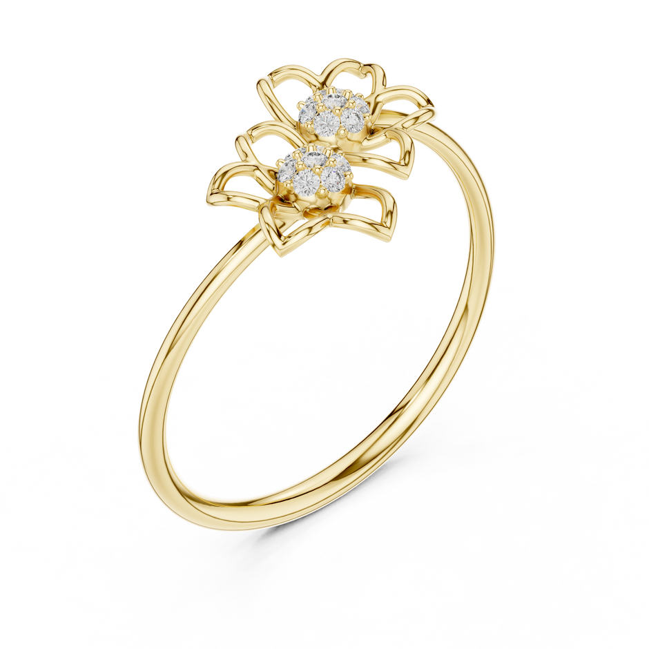 Dual Botanical Floral Cluster Lab Grown Diamond Ring