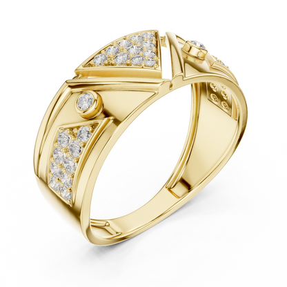 Inverted Triangle Pave Center Bezel Accent Lab Grown Diamond Ring