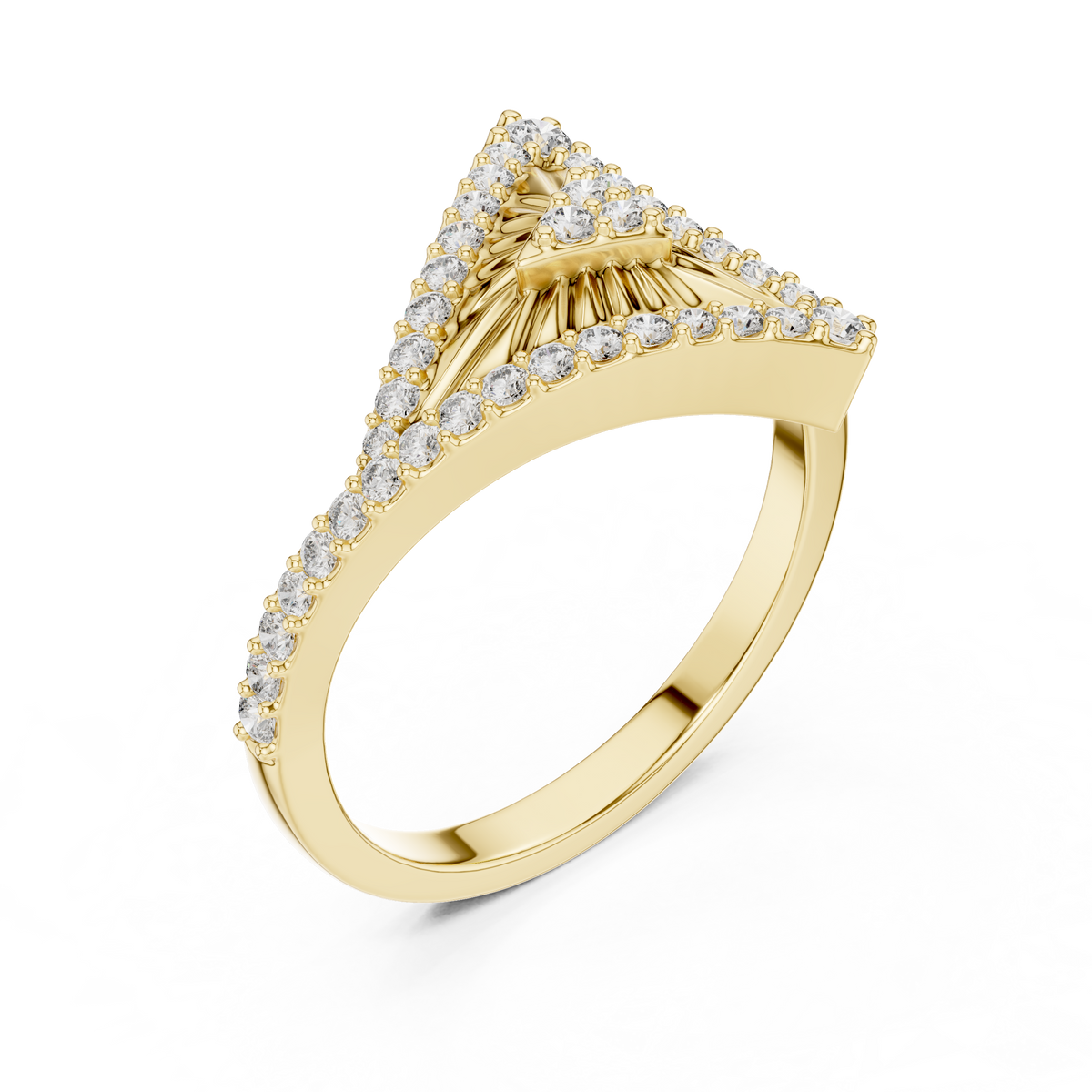 Triangular Sunburst Pave Lab Grown Diamond Cocktail Ring
