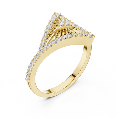 Triangular Sunburst Pave Lab Grown Diamond Cocktail Ring
