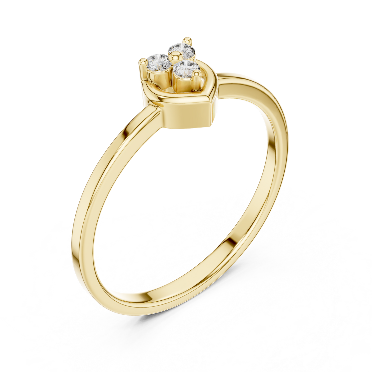 Three Stone Sweet Heart Cluster Lab Grown Diamond Ring