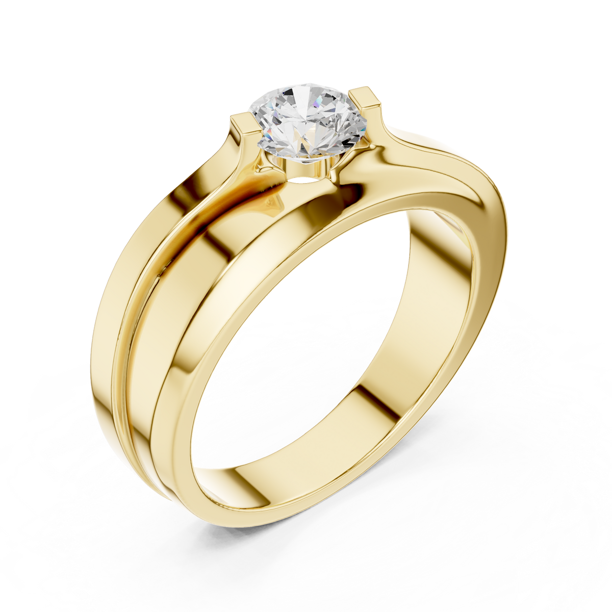 Bypass Set Round Shape Lab Grown Diamond Solitaire Ring