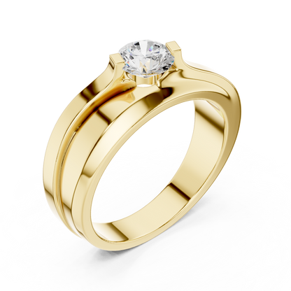 Bypass Set Round Shape Lab Grown Diamond Solitaire Ring