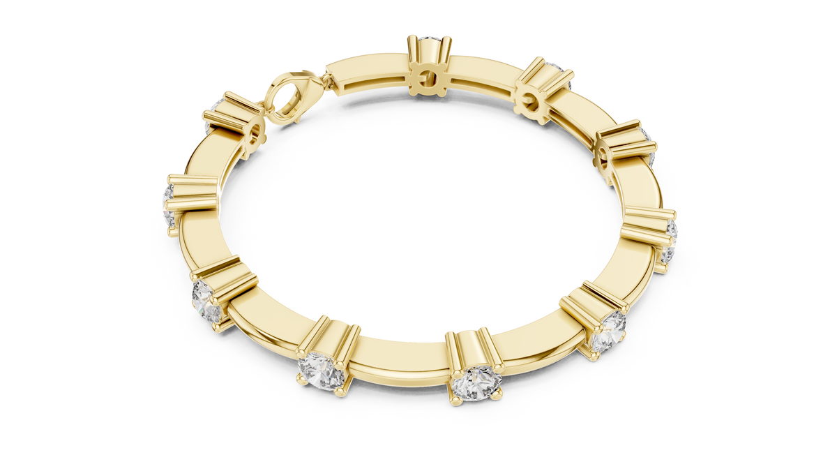 Round Lab Grown Diamond Station Bracelet with Lobster Clasp