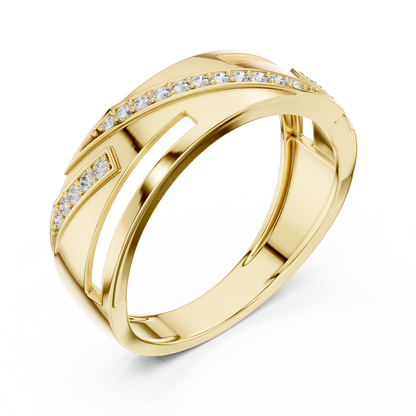 The Imperial Geometric Diagonal Pave Wave Cutout Lab Grown Diamond Ring