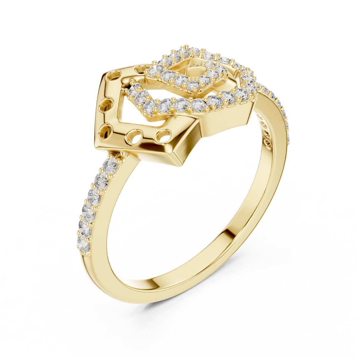 Interlocking Hexagon Pave Spiral Lab Grown Diamond Ring