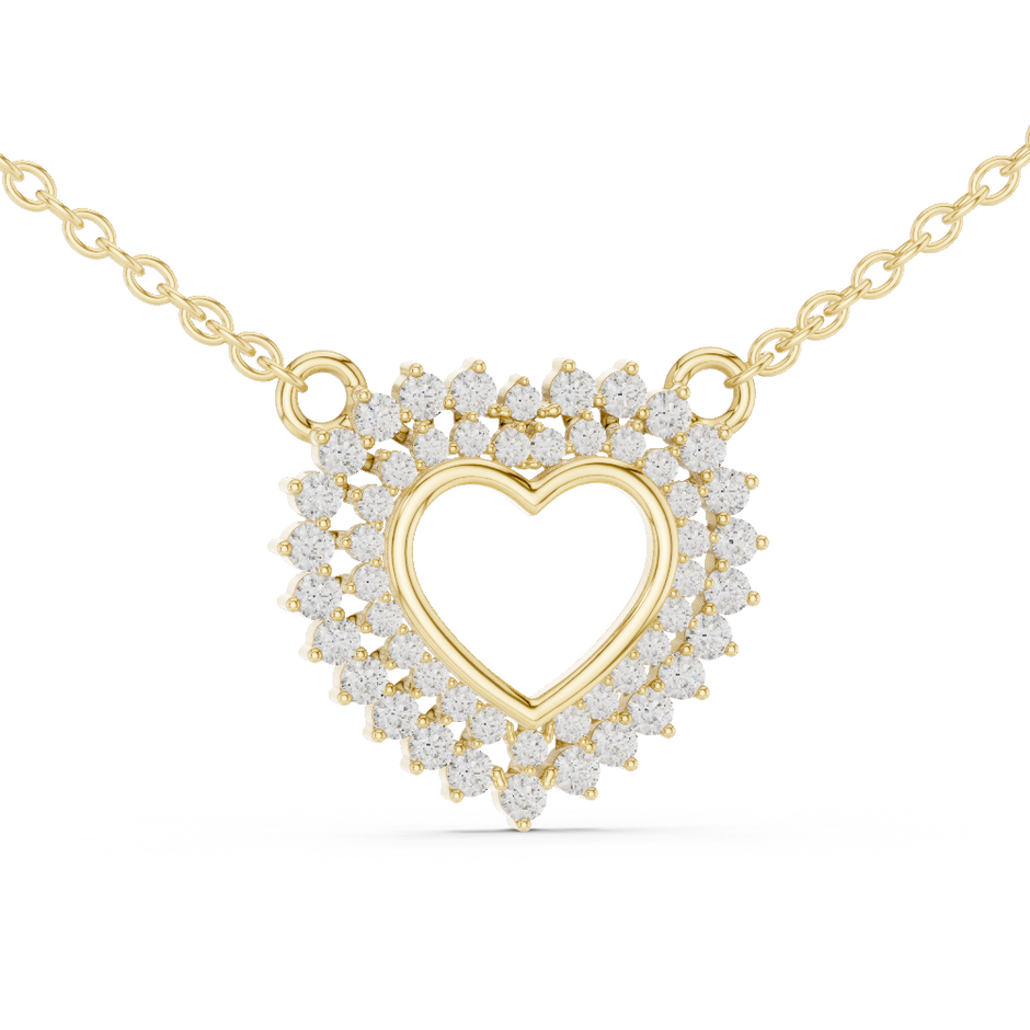 The Royal Double Halo Open Heart Lab Grown Diamond Pendant.