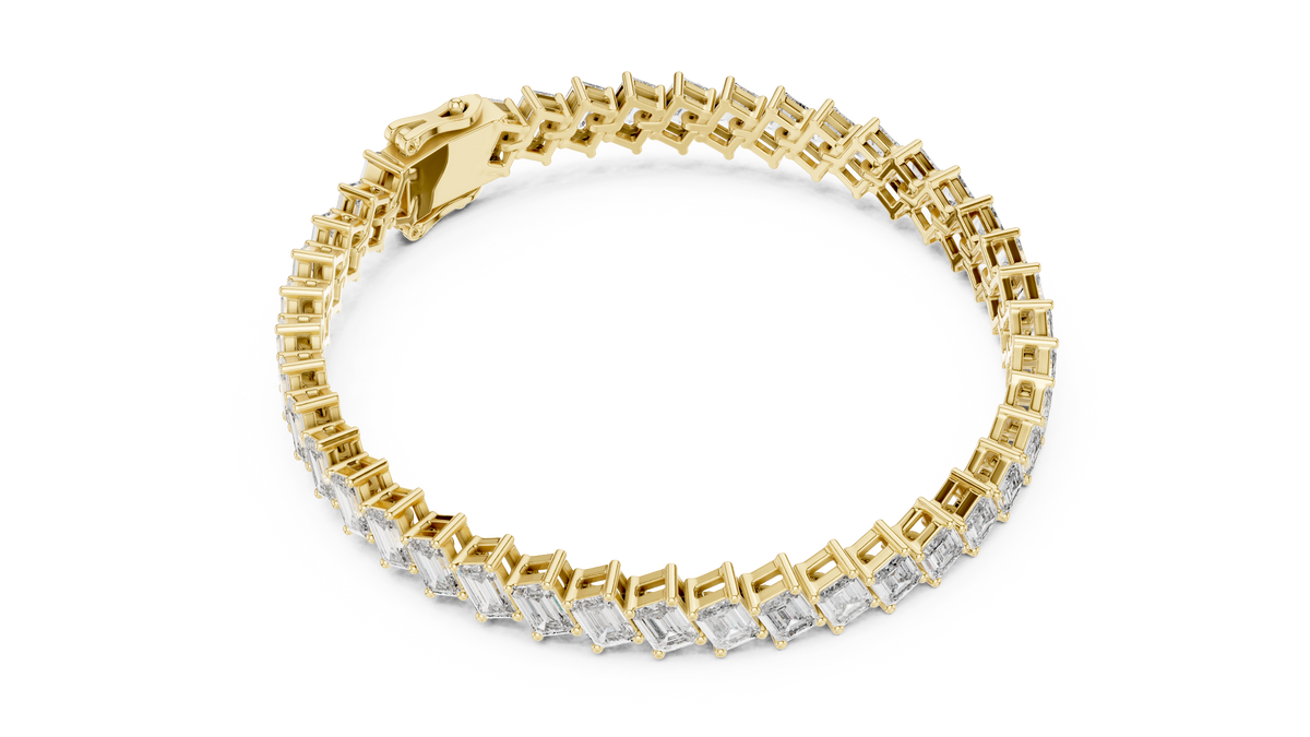 Diagonal Emerald Cut Lab Grown Diamond Tennis Bracelet