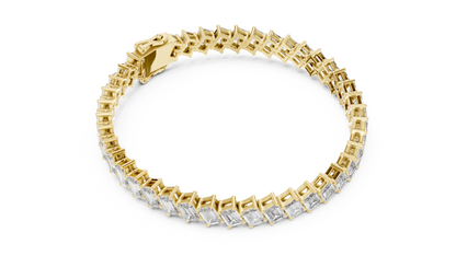 Diagonal Emerald Cut Lab Grown Diamond Tennis Bracelet