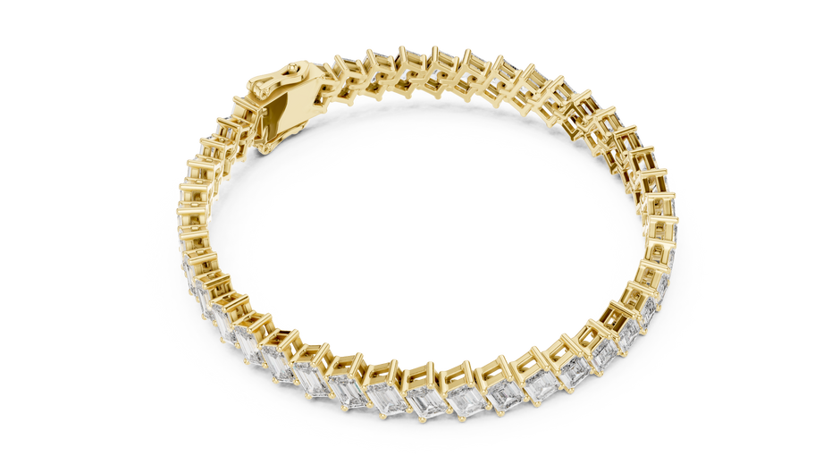 Diagonal Emerald Cut Lab Grown Diamond Tennis Bracelet