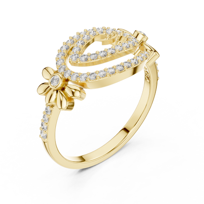 Spiral Swirl Pave Oval Daisy Lab Grown Diamond Ring
