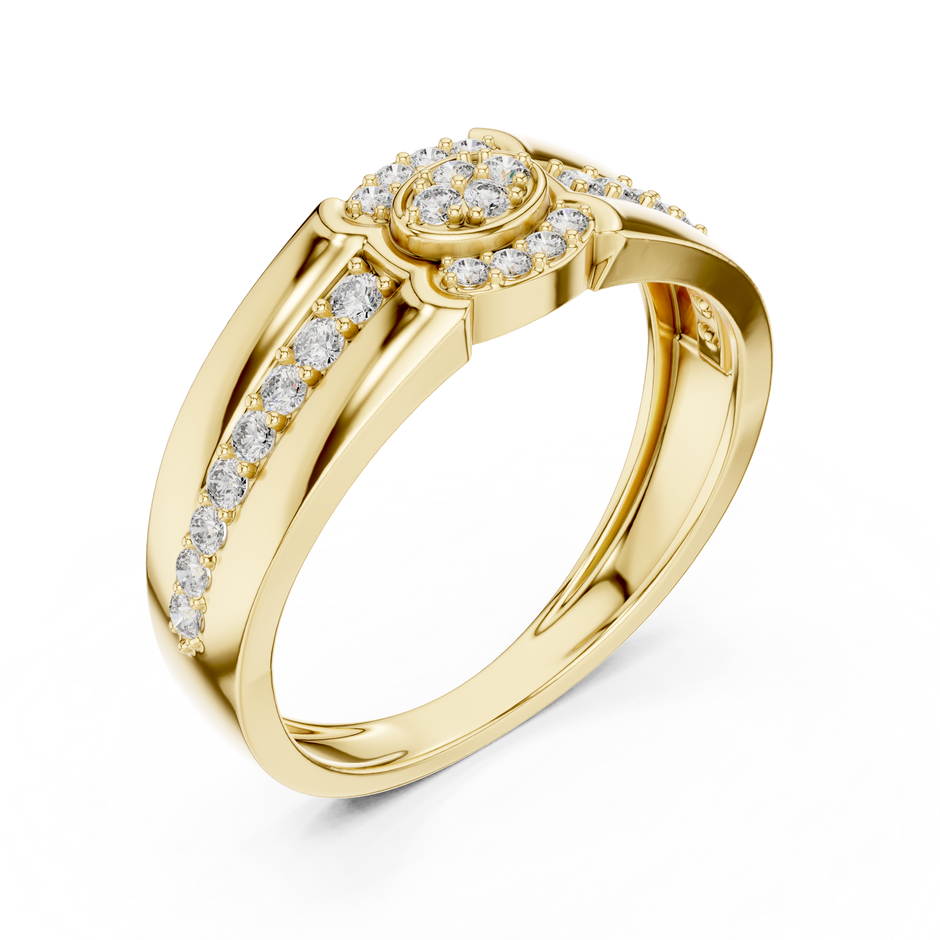 Double Oval Halo Cluster Center Channel Pave Lab Grown Diamond Ring