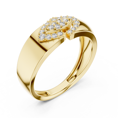 Marquise Eye Motif Oval Pave Set Center Lab Grown Diamond Ring