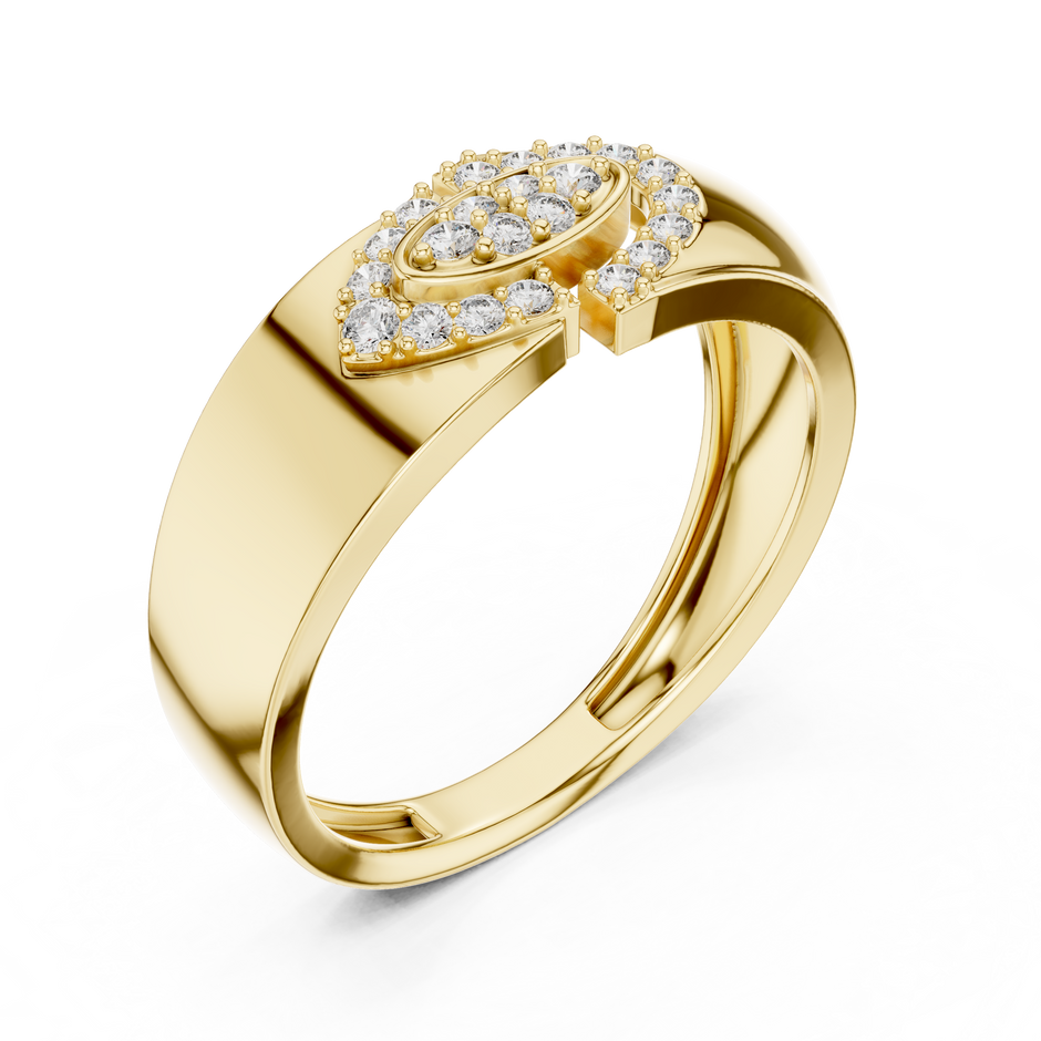 Marquise Eye Motif Oval Pave Set Center Lab Grown Diamond Ring