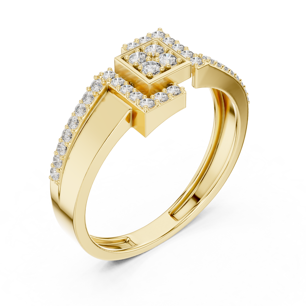 Interlocking Square Pave Cluster Lab Grown Diamond Ring