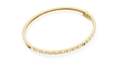 Alternating Lab Grown Diamond & Square Block Hinged Bangle