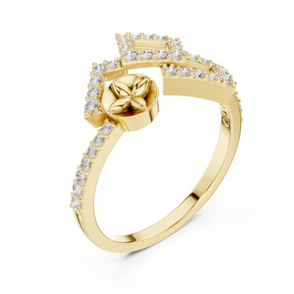 Square Pave Floral Crest Lab Grown Diamond Ring