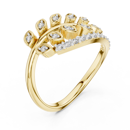 Botanical Leaf Branch Pave Set Lab Grown Diamond Ring