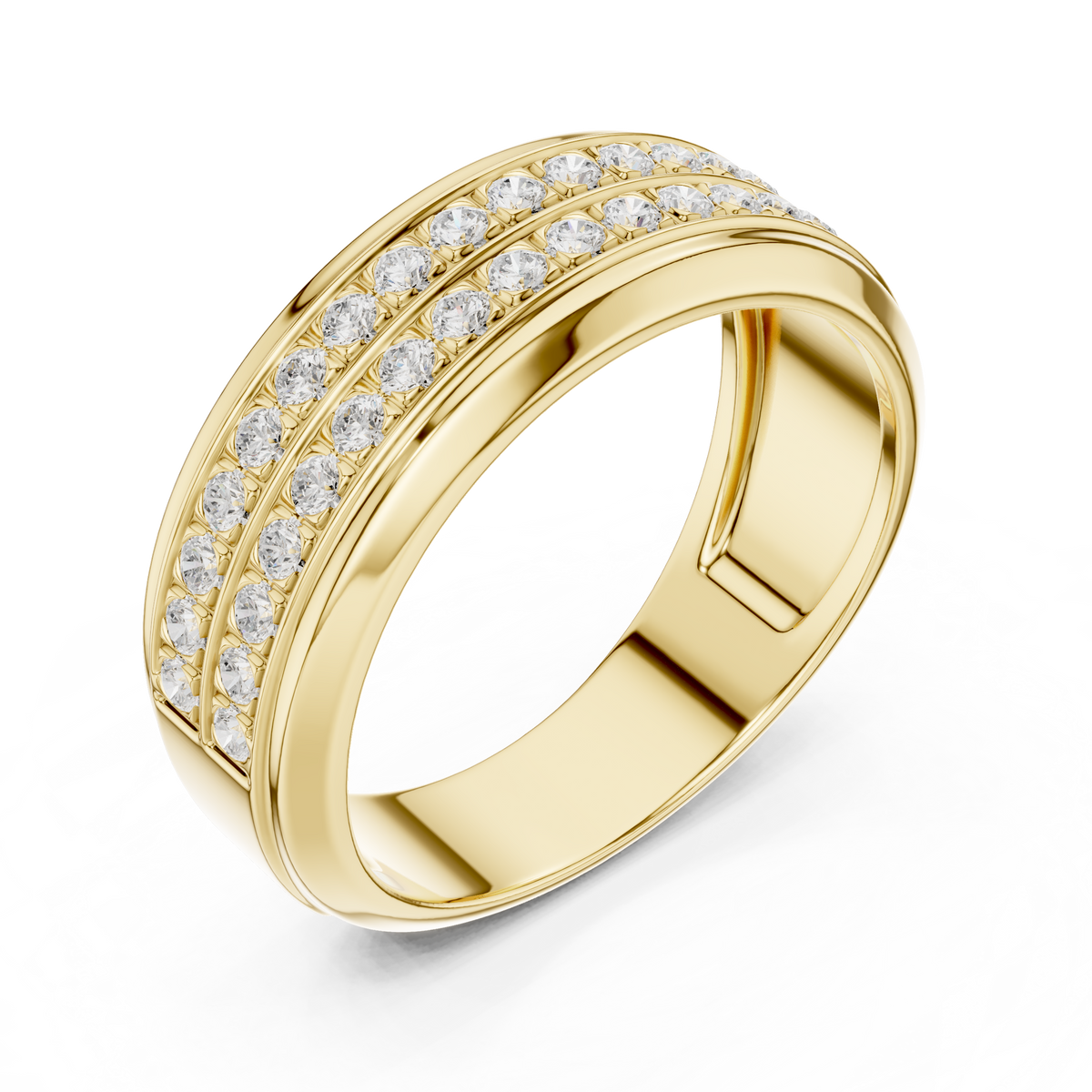 Double Row Pave Set Round Shape Lab Grown Diamond Ring