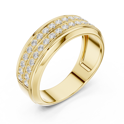 Double Row Pave Set Round Shape Lab Grown Diamond Ring