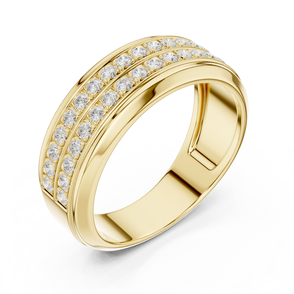 Double Row Pave Set Round Shape Lab Grown Diamond Ring