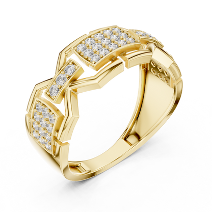 Architectural Geometric Link Pave Station Lab Grown Diamond Ring