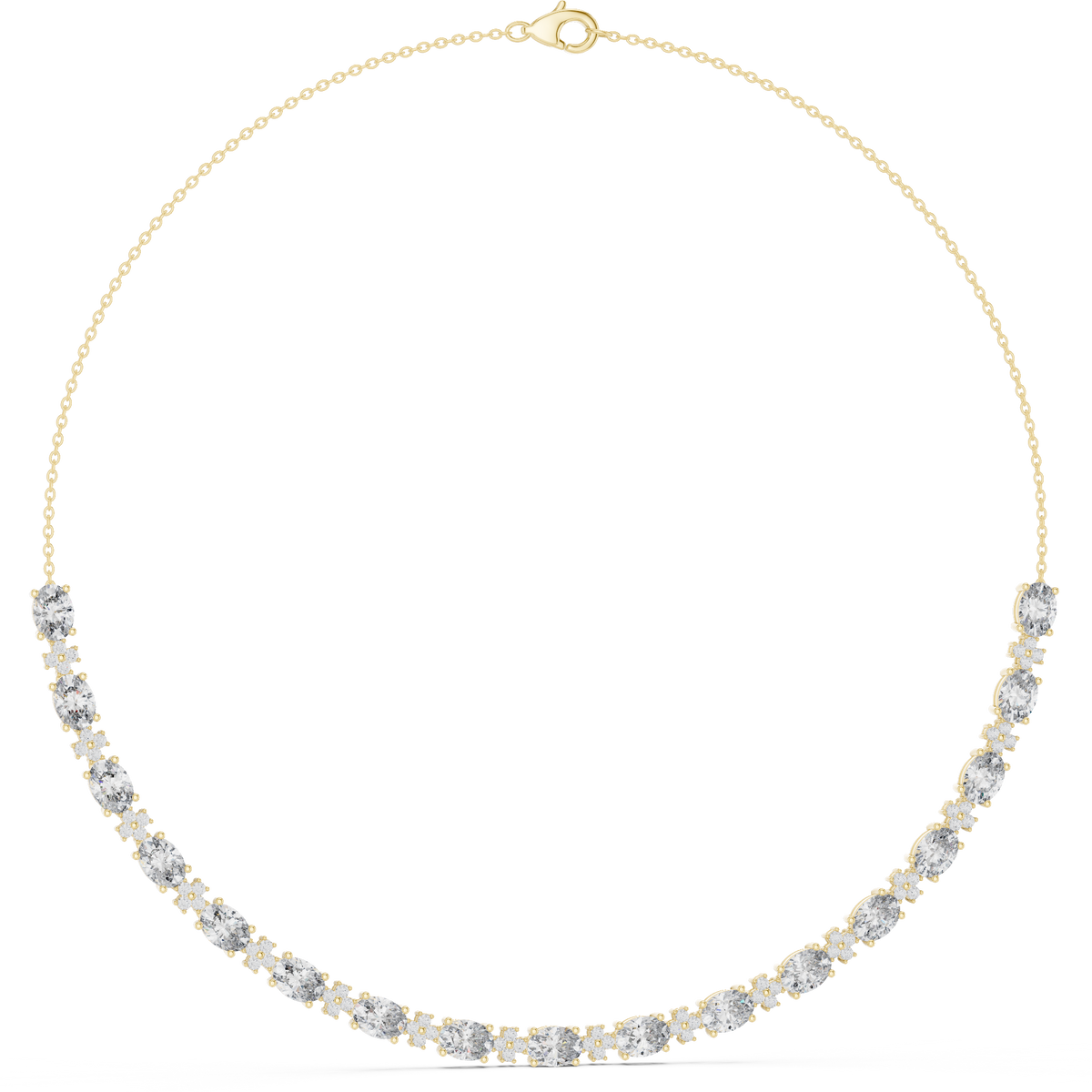 Graduated Oval & Round Lab Grown Diamond Frontal Station Necklace