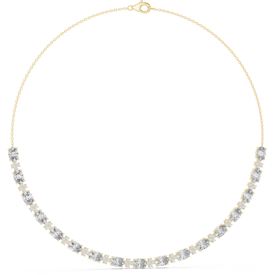 Graduated Oval & Round Lab Grown Diamond Frontal Station Necklace