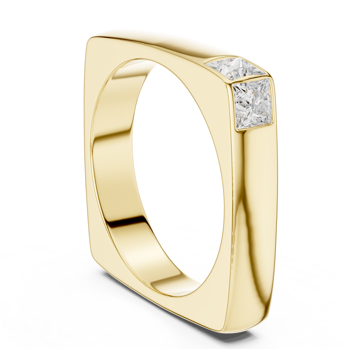 Square Profile Corner Flush Set Princess Shape Lab Grown Diamond Ring Band