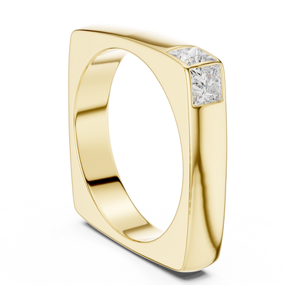 Square Profile Corner Flush Set Princess Shape Lab Grown Diamond Ring Band
