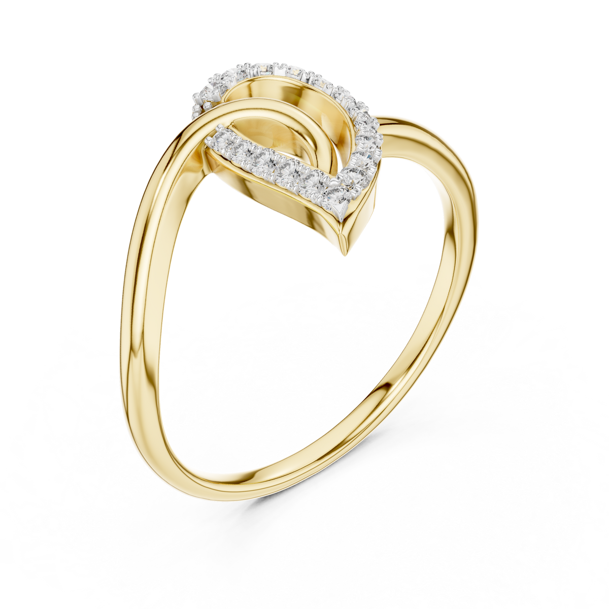 Swirl Teardrop Contour Pave Set Lab Grown Diamond Ring