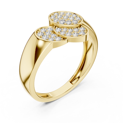 Triple Overlapping Oval Pave Cluster Lab Grown Diamond Ring