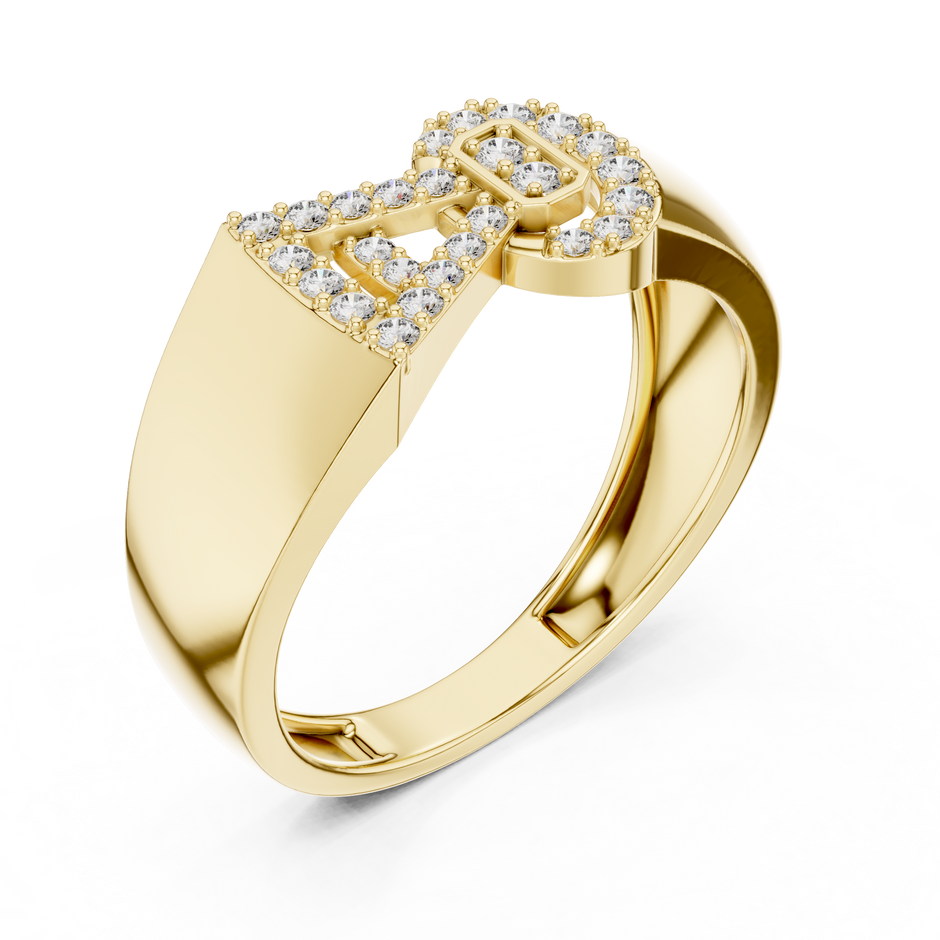 Geometric Bowtie Key Motif Pave Lab Grown Diamond Ring
