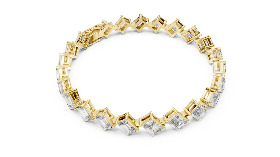 Zig-Zag Diagonal Emerald-Cut Lab Grown Diamond Tennis Bracelet