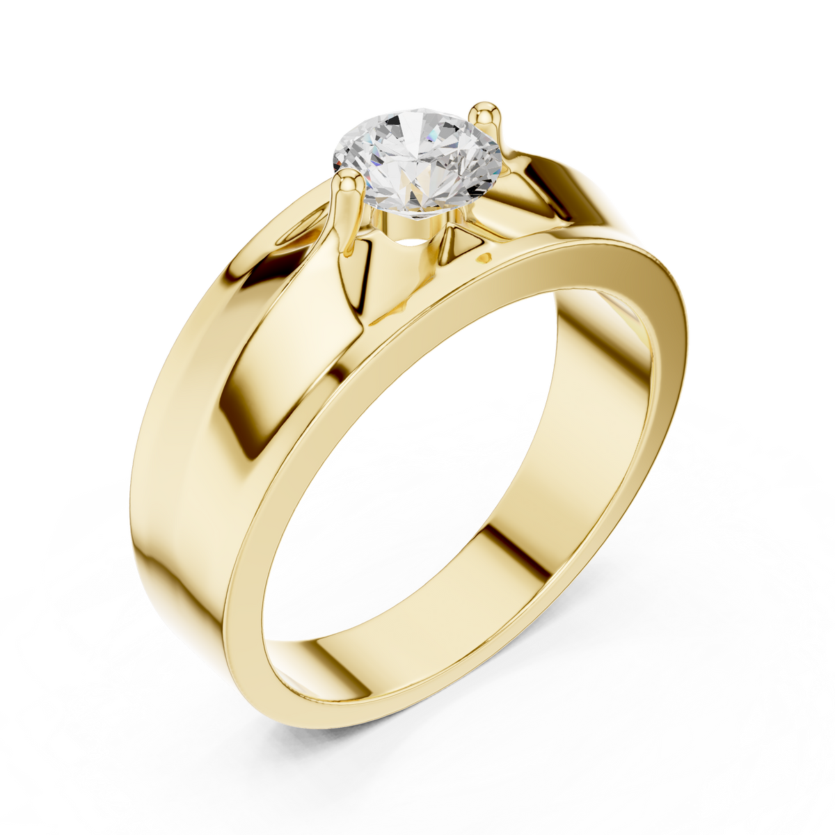 Two Prong Round Shape Lab Grown Diamond Ring Floating Solitaire Band