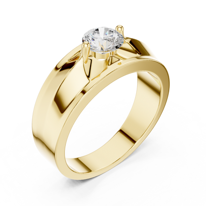 Two Prong Round Shape Lab Grown Diamond Ring Floating Solitaire Band