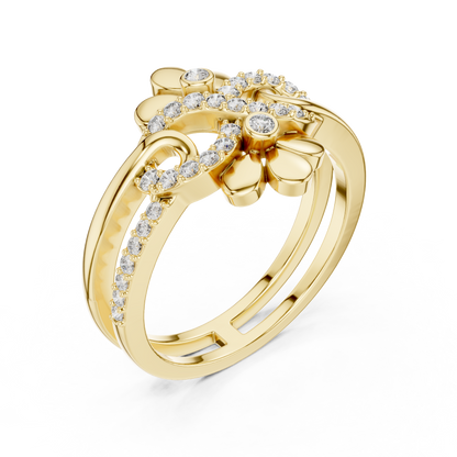 Dual Floral Infinity Pave Lab Grown Diamond Ring