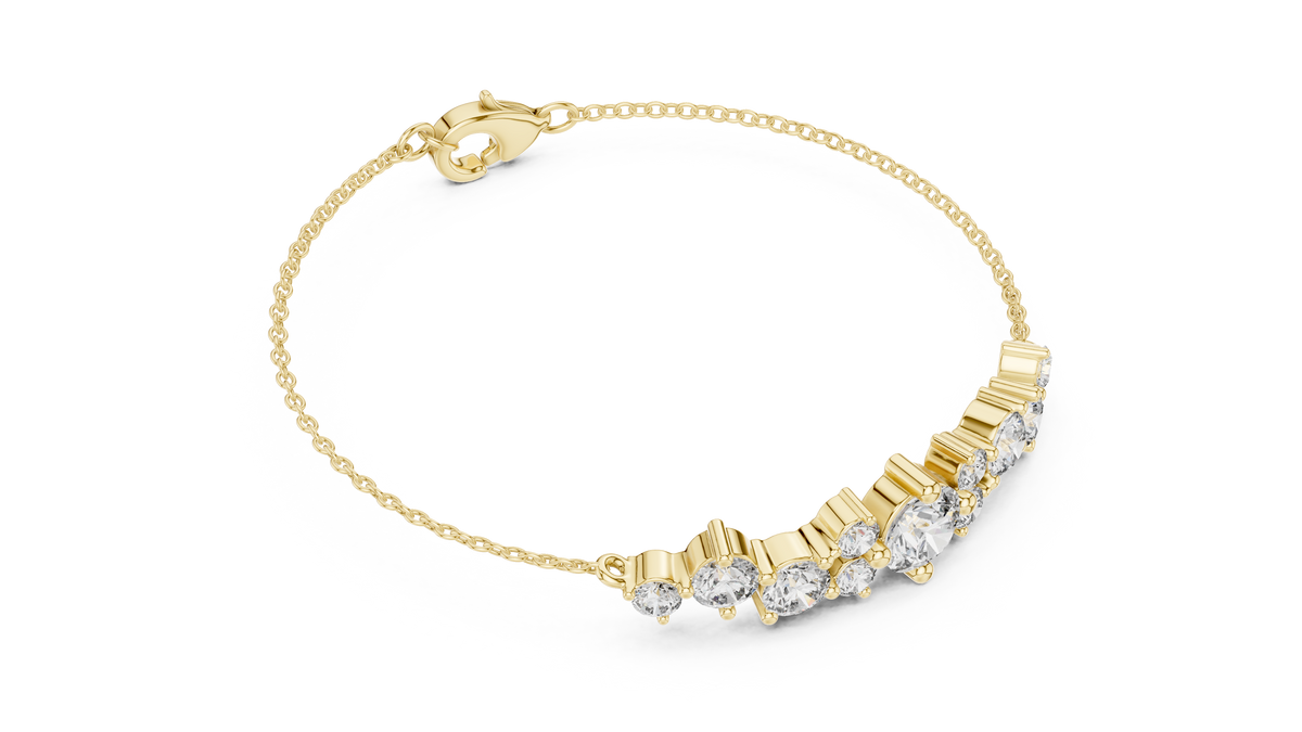 The Astral Graduated Round Lab Grown Diamond Cluster Station Chain Bracelet.