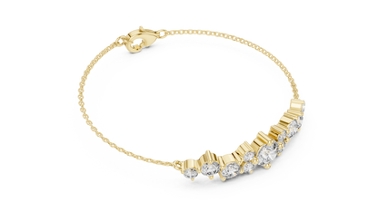 The Astral Graduated Round Lab Grown Diamond Cluster Station Chain Bracelet.