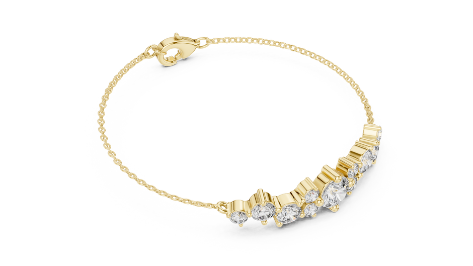 The Astral Graduated Round Lab Grown Diamond Cluster Station Chain Bracelet.