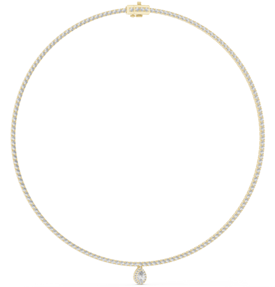 The Royal Pear Cut Charm Tennis Lab Grown Diamond Necklace.