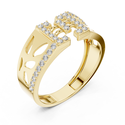 Geometric Butterfly Openwork Center Pave Bar Lab Grown Diamond Ring