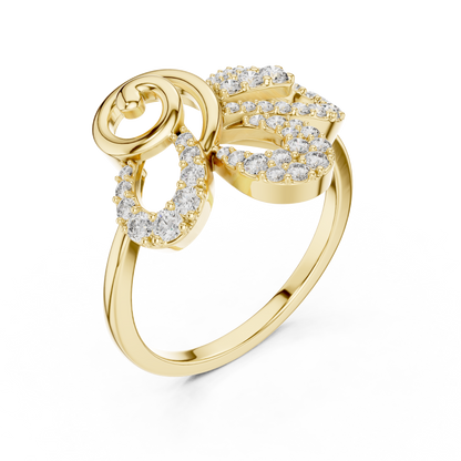 Asymmetrical Abstract Swirl Pave Petal Lab Grown Diamond Ring