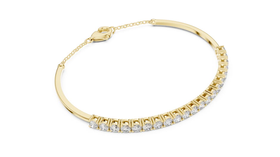 Half-Tennis Chain Hybrid Round Lab Grown Diamond Bangle Bracelet.