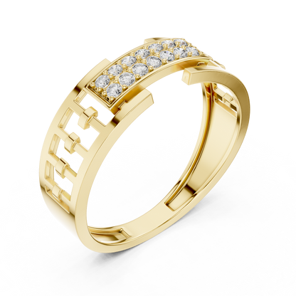 The Imperial Geometric Lattice Dual Row Pave Center Lab Grown Diamond Ring