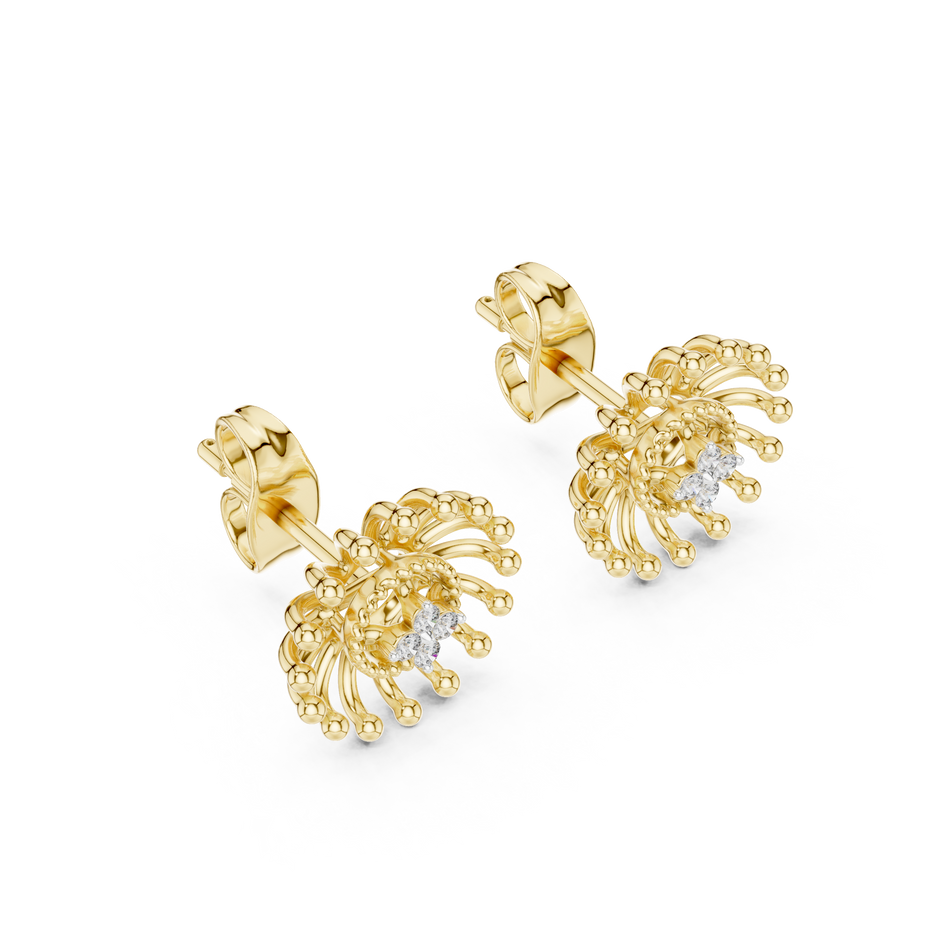 Round Cut Sunburst Cluster Lab Grown Diamond Earring