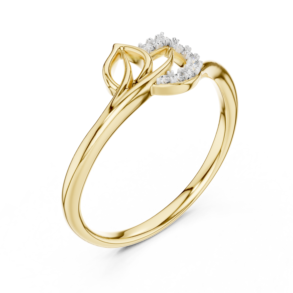 Swirl Leaf Contour Pave Set Lab Grown Diamond Ring